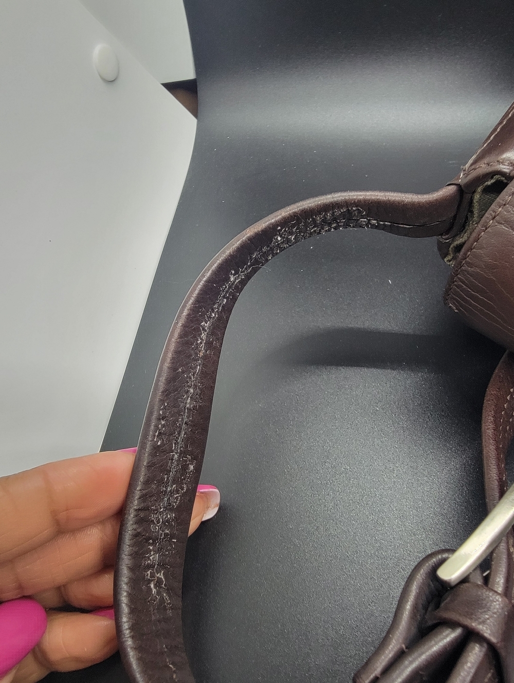 Nine West Brown Leather Crossbody Strap with Zipper Pocket